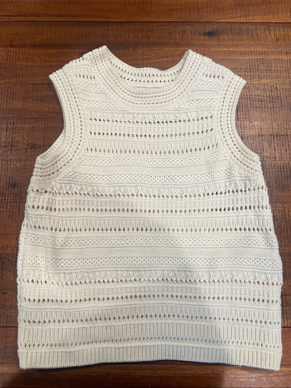 Sincerely Jules Cream Open-Knit Sleeveless Tank